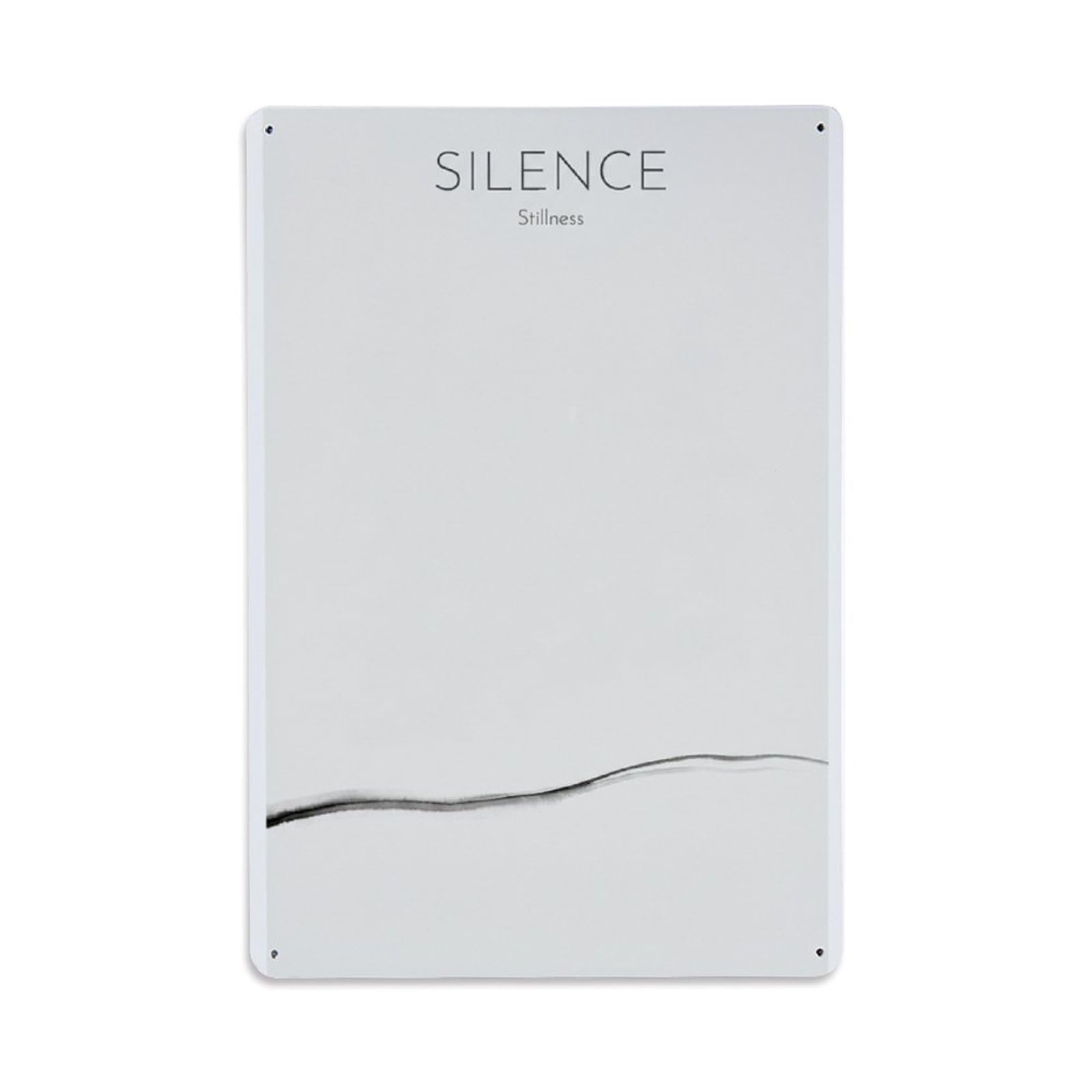 Silence Ink Horizon Calm Meditation Serenity Minimal Zen Study Metal Tin Sign Plaque Wall Decor for Cafe, Man Cave, Club Bar, Office, Home Garden Round Metal Poster 8x12Inch