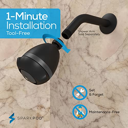 Sparkpod 3 Inch Power Pressure Boosting Shower Head - Shower Water Pressure Booster - High Pressure Shower Heads For Low Water Pressure Homes - 3 Rain & Massage Setting Shower Heads (Black Matte) #TOP1
