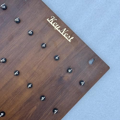 Image of Wooden Key Holder for Wall with 21 Hooks | Premium Wall Hanging Key Organizer | MDF Key Chain Holder for Home, Office, Kitchen, Hostel, Hotel, PG (Brown Finish)