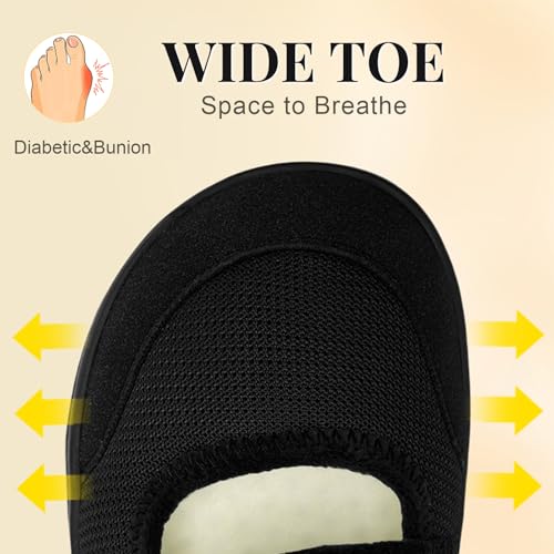 Rihero Womens Slippers Wide Width Diabetic Shoes Edema House Barefoot Walking Shoes Adjustable Indoor Outdoor Slippers2