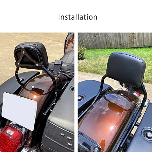 Mofun Short Passenger Backrest Sissy Bar Compatible With 2018-2023 Harley Softail Street Bob Fxbb,Heritage Classic Flhc Flhcs,Deluxe Flde,Softail Slim Flsl,Gloss Black #TOP2