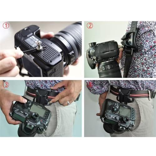 Image of Quick Release DSLR Camera Belt Clip Mount, Universal Waist Buckle Adapter Holder for Canon, Nikon, Sony & More Cameras, Hands-Free Carrying