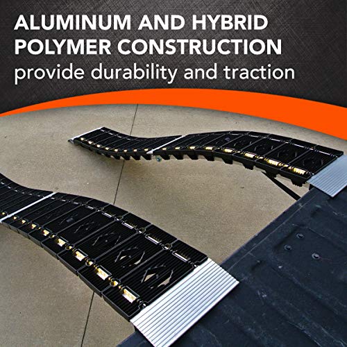 CargoSmart LED Hybrid Arched Centerfold Ramp (1pk) – Ramp with Built-in LED Lights, Easily and Safely Load and Unload Lawn Equipment, Motorcycles, ATVs and More, 750 lb Capacity, 12” W x 90” L