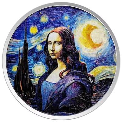 Moneda de Plata de 1 Oz - Fiji - Mona Lisa x Van Gogh Color 2024-1 Oz Color Plata