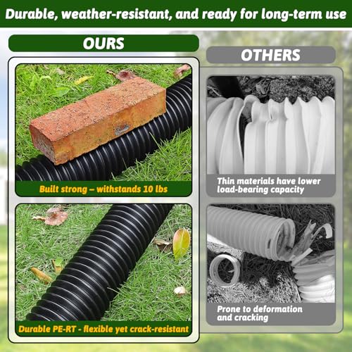COYXiCE 2 Pack Rain Gutter Downspout Extensions 60\" with Filter, Corrugated Flexible Gutter Pipe, Downspout Diverter, Down Spout Drain Extension, Extendable from 20\" to 60\", Screws for Included, Black