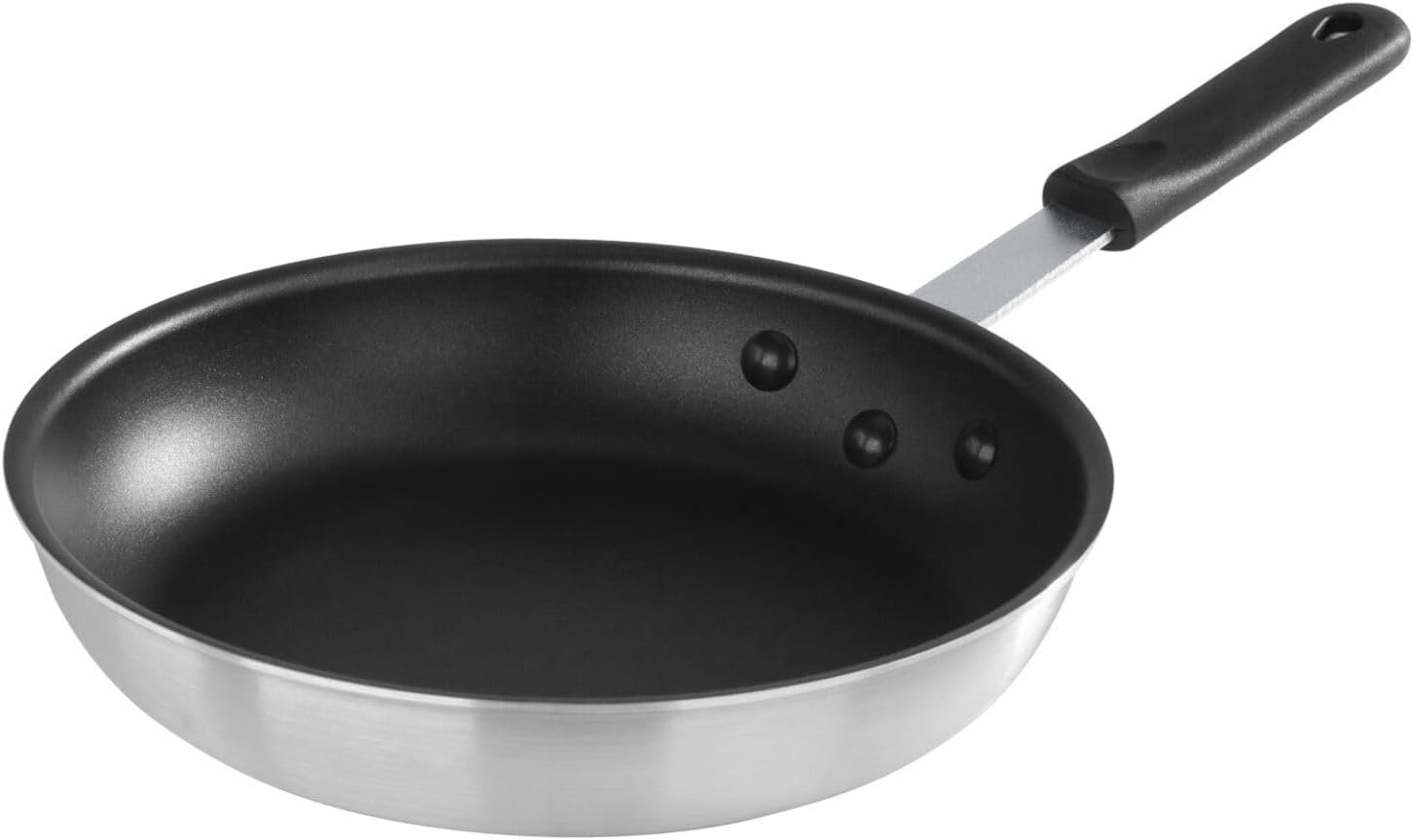 New Star Foodservice 10-Inch Nonstick Aluminum Fry Pan with Heat-Resistant Handle Sleeve, 2.0-Inch Depth