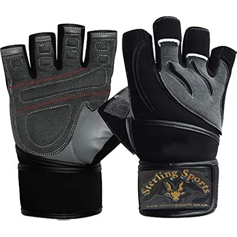 Leather Weight Lifting Gym Gloves Gel Body Building Straps Training Fitness (Medium) Cover