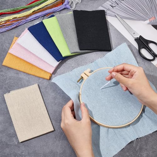 BENECREAT 18 Sheets 9 Colors Square Linen Embroidery Fabric - Image 3
