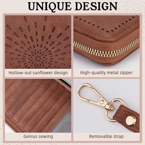 Image of APHISON Wallet Women Large Capacity Clutch Purse For Ladies Card Holder RFID Wristlet Phone Zipper Coin Travel Pocket, 05-brown, 8.2 inch x 4.33 inch x 1 inch, Utility