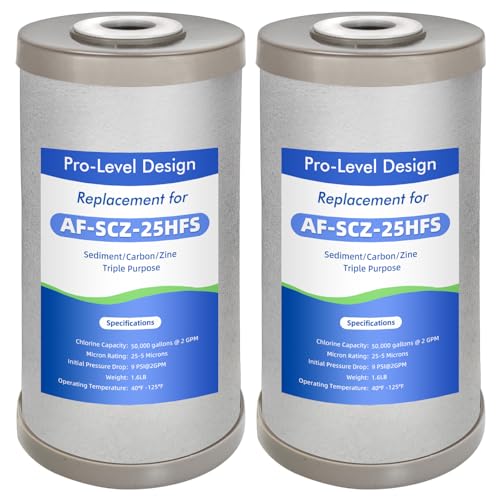 2 Pack Compatible with Aquasure Fortitude V2 Series Enhanced Design Replacement Water Filter Sediment Carbon & Zinc Compatible with AS-FS-25FCZ (AF-SCZ-25HFS) AS-HS & AS-WHF Systems