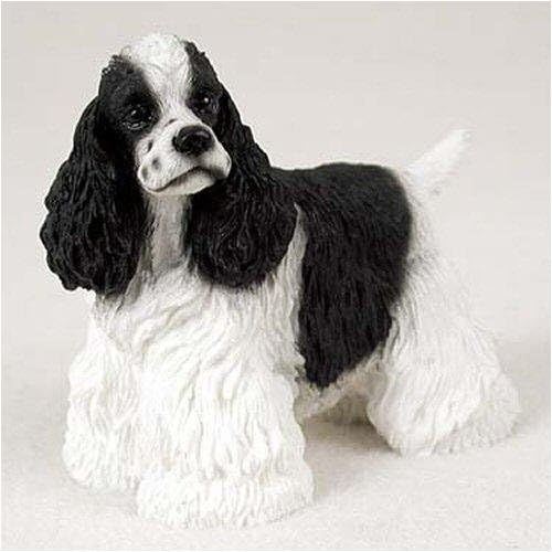 Cocker Spaniel, Black/White Original Dog Figurine (4in-5in)