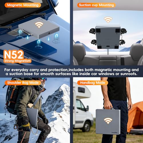 Image of Magnetic Suction Cup Mount with Protective Case for Starlink Mini, 2 in 1 Satellite Dish Mounting Kit & Cover with 200lbs Magnet Bases with Strong Suction Cups for Car Window, RVs, Boat, Road Trip