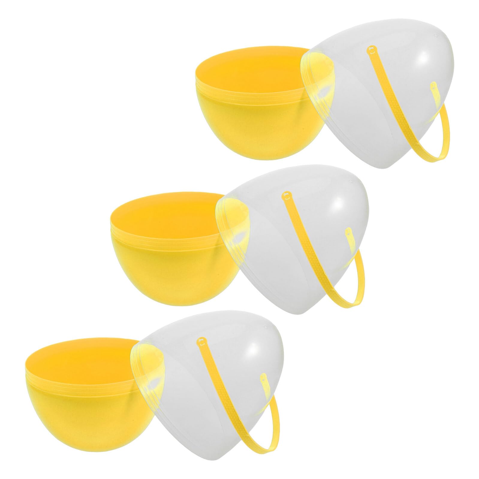 Amosfun Uova di Pasqua in Plastica Trasparente da 25 Cm con Manico Set da 3 Pezzi Uova Giganti Riempibili per Dolcetti Decorazione Pasquale Leggera e Festa Primaverile