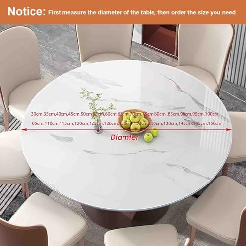 Protezione per tavolo rotondo in PVC trasparente, impermeabile, 2 mm di spessore (145 cm), facile da pulire, resistente tovaglia per la protezione della sala da pranzo
