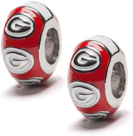 Stone Armory University of Georgia Charms | UGA Bulldogs Red Round Bead Charms | Officially Licensed University of Georgia Jewelry | UGA Jewelry | Michigan Bulldogs | UGA Gifts | Stainless Steel