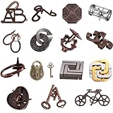 Wedhapy Rompecabezas De Cerradura con Dos Llaves Rompecabezas De Metal 15 Piezas Rompecabezas De Cerradura De Metal...