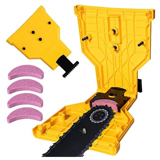 BZCTAH Chainsaw Sharpener, The Second Generation New Portable Chain Saw Blade Teeth Sharpener with 5 pcs Fast-Sharpening Stone Grinder Tools Suitable with One/Two/Nonporous Holes Chain Saw Bar