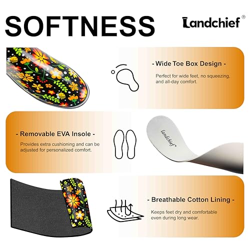 landchief Rain Boots for Women, Waterproof Ladies Tall Knee High Rubber boots,Comfort Garden Boots Anti-Slip Mid Heel Women Rain Shoes Outdoor, Garden Blossom, Size 8 — view 5