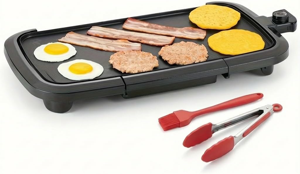 AORAN Electric Griddle Indoor – Versatile Nonstick Griddle for Pancakes and Tacos, Ideal as a Flat Top Griddle and Comal Electrico para Tortillas Grande