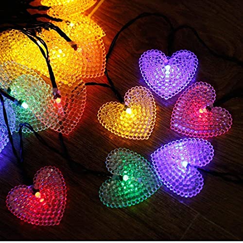 Wonfast Solar Heart String Lights, Waterproof 20Ft 30 Led Heart-Shaped 8 Mode Solar Starry Lighting Christmas Fairy String Lights For Gardens Path Homes Wedding Party Decor(Multicolor) #TOP5