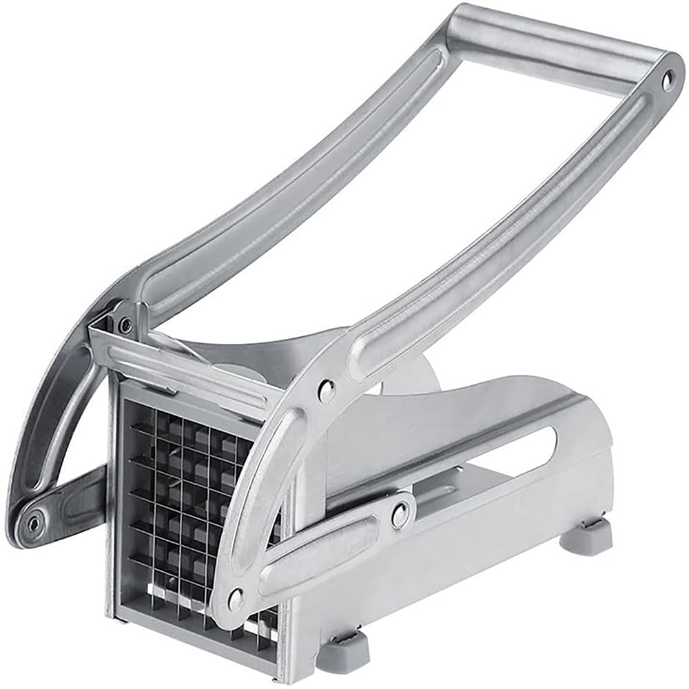 Aardappelversnipperaar, Franse frituursnijder handheld, professionele roestvrijstalen aardappelhakselaar snijder met 1/2-inch en 3/8-inch vervangend mes, geweldig voor aardappelen, uien, wortelen