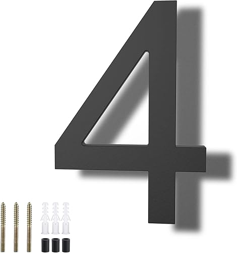 DEWEL Números de casa flotantes grandes de 8 pulgadas para exteriores decoración de números de dirección de casa moderna negra para señalización de