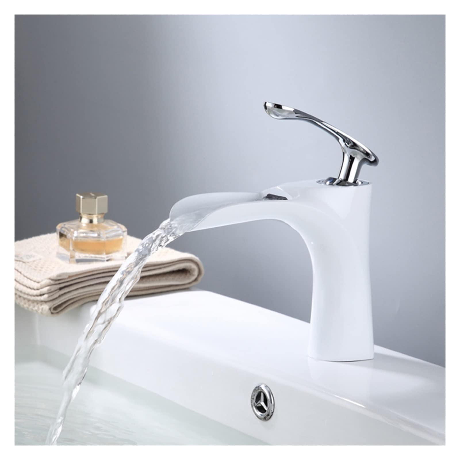 Robinet de lavabo monotrou en laiton peint noir mat et mitigeur de salle de bains eau chaude froide
