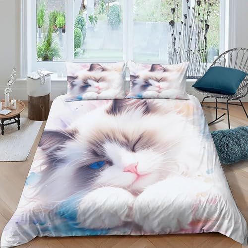 Housse de couette Ragdoll Cats fermeture éclair lit king size