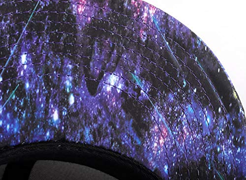 Quanhaigou Purple Galaxy Snapback Hat Unisex Trucker Hat Hip Hop Plaid Flat Bill Brim Adjustable Baseball Cap, Black Purple, One Size #TOP5