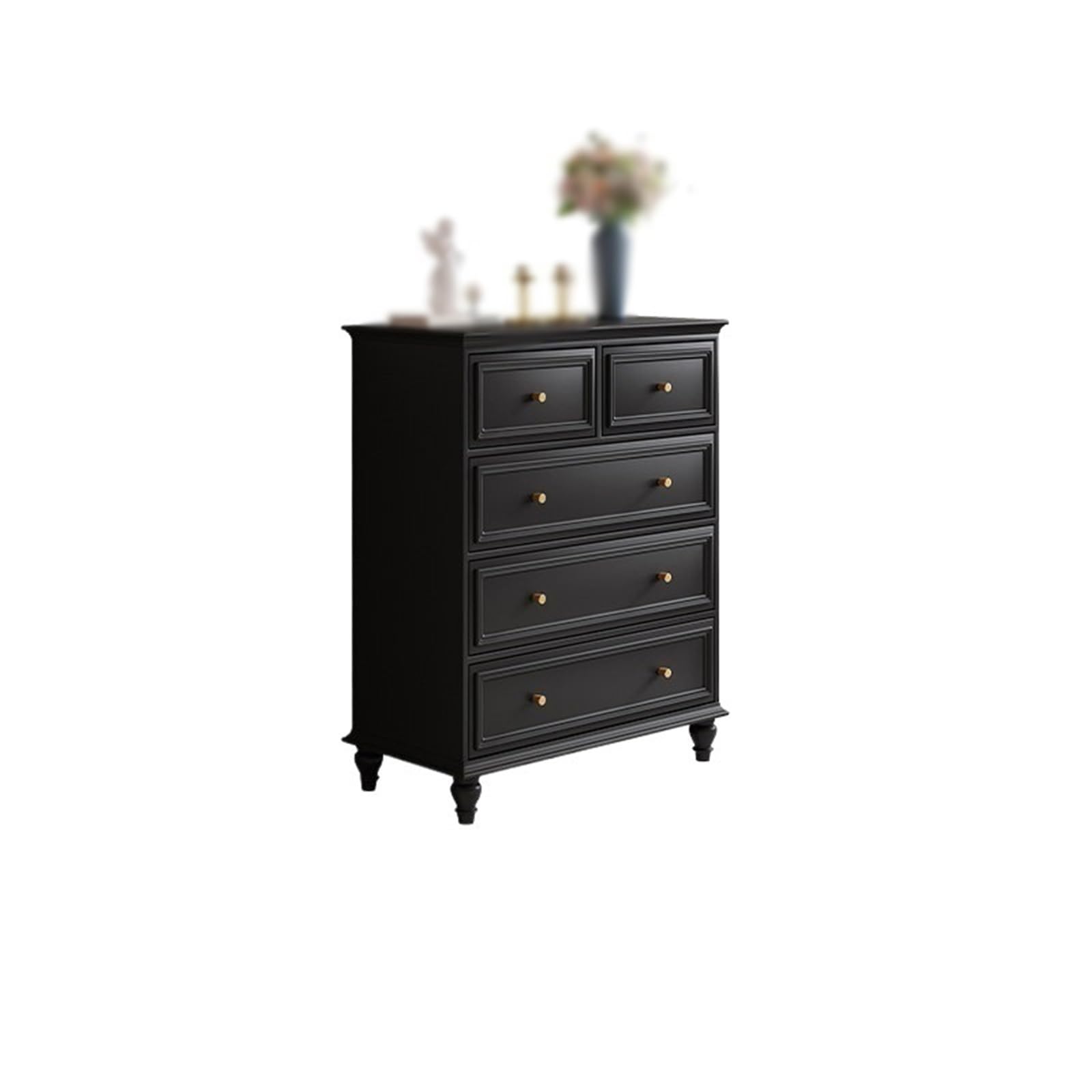 Dh2yjnbf3 Bedroom Dresser With 5 Drawers Wooden Storage Tower Chest Of For Bedroom, Hallway, Closets Storage Organizer(Black)