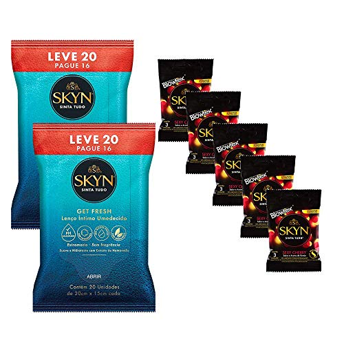 Kit Preservativos 5 Pacotes Skyn Sexy Cherry com 3 + Lenços Skyn L20p16