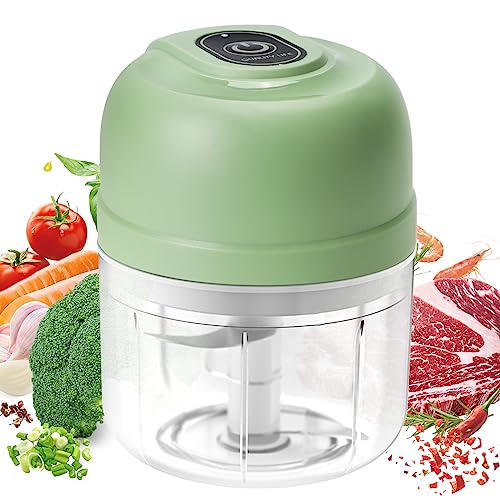 Picadora Eléctrica, Trituradora de Alimentos 250ml USB Mini Picadora de Alimentos, Mini Robot de Cocina Food Processor de Verdura, Cebollas, Ajos, Frutos Secos, Hielo, Carne
