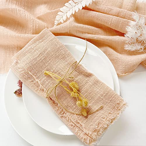 Handmade Cloth Napkins 100% Cotton Napkins,Delicate Cloth Napkins With Fringe Set Of 6,18 X 18 Inch Reusable Soft Napkins For Dinner,Party,Weddings,Christmas,Thanksgiving Day,Halloween(Apricot/Peach)… #TOP5