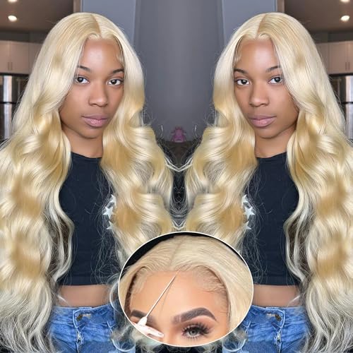 Alipeacock 613 Lace Front Wig Human Hair Body Wave 5x6 Hd Lace Closure Wear and Go Glueless Wigs Human Hair Pre Cut Blonde Wig 38inch 200% Density
