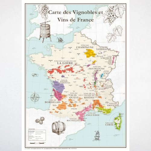 Carte des Vignobles et Vins de France - Affiche (50x70 roulé)