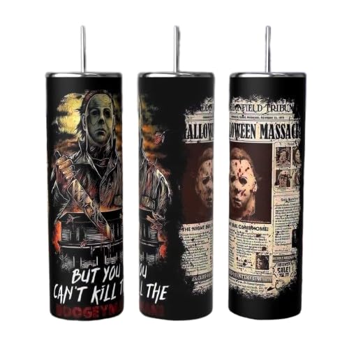 Halloween Horror Movie Michael Meyers 20 oz Skinny Thermal Insulated Stainless Steel Tumbler for Hot or Cold Beverages Includes Stainless Steel disponible en Yaxa Peru