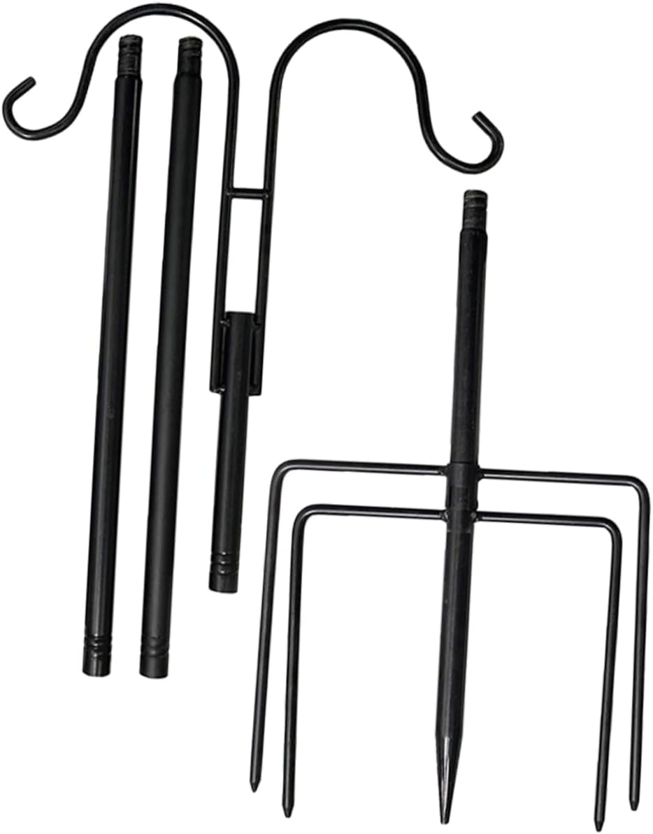 Ground Hanging Shepherd Hook for Garden Metal Flowerpot Light Hanger Multi-Purpose Outdoor Hook for Bird Feeders Lanterns and Solar Lights