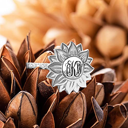 AILIN Custom Monogram Rings 925 Sterling Silver You Are My Sunshine Personalized Any Initial Letter Promise Rings Gifts For Women Mother Daughter2