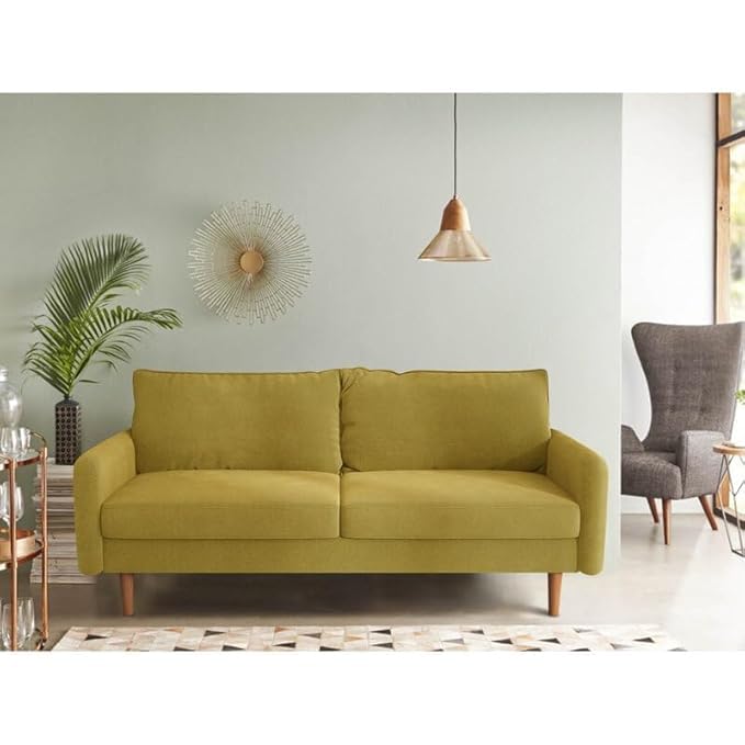 Image of Morrone Velvet Loveseat 3-Seater Sofa, Modern Upholstered Couch for Living Room, Bedroom and Office, Plush Cushion Accent Seating Furniture (Golden, 3 Seater)