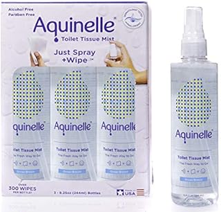 Aquinelle Toilet Tissue Mist, Eco-Friendly & Non-Clogging Alternative to Flushable Wipes Simply Spray On Any Folded Toilet Paper (3-8.25 oz Ocean Breeze)