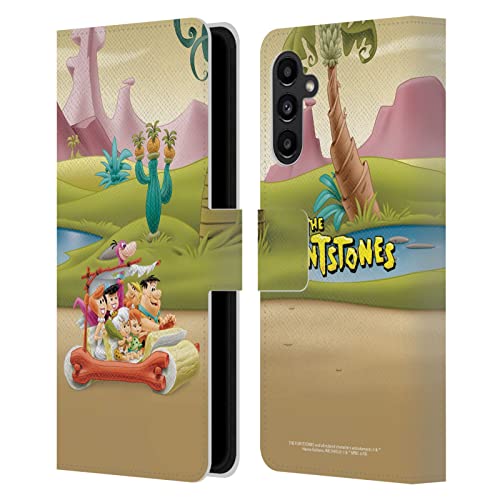 Étui Samsung Galaxy A13 5G Flintstones Housse Portefeuille en Cuir Officielle Head Case Designs