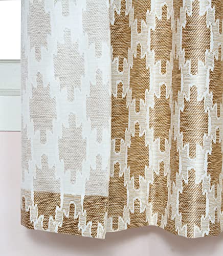 Image of Ultimate Digital Print Insulated Crystal Grommet Room Darkening Curtains /Drapes for Bedroom /Living Room Window - 5 feet - 2 Panels, Gold