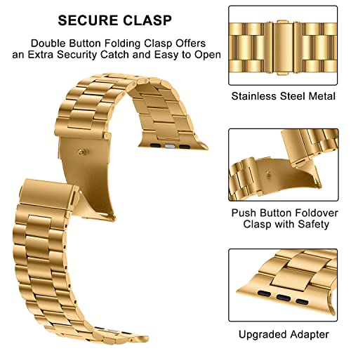 HITZEE Compatible with Apple Watch Strap 42mm 41mm 40mm 38mm Business Stainless Steel Metal Straps Men Women Link Band Compatible for Apple Watch SE Series 10 9 8 7 6 5 4 3 2 - Image 4