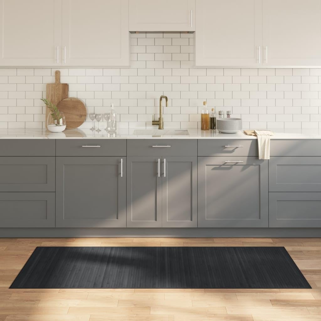 Bambusteppich Rechteckig 80x200 cm Grau