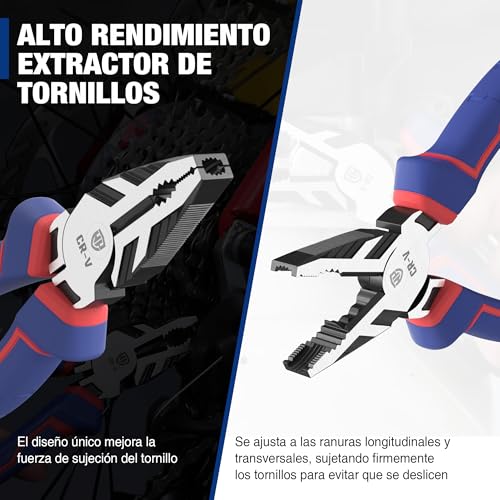 Miniatura 2 de Workpro Alicate Universal De 200 Mm, Alicate Multiuso 4 En 1, Estructura Excéntrica, Alicate Combinado Profesional Con Mango Ergonómico, Acero Al Cr-V, Para Electricista, Bricolaje, Wp231026