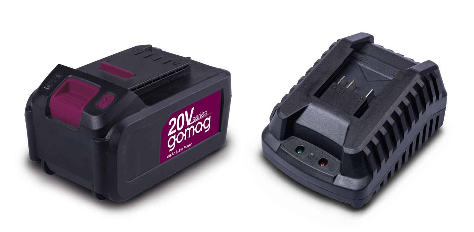 Gomag Starterkit 20V GO-SK4.0 | 4Ah Akku & 2,4A Ladegerät | passend für alle Gomag 20V Produkte | Lithium-Ionen-Akku | Ladezeit 4Ah 120min | mit LED-Anzeige