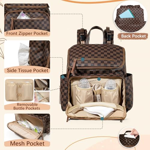 Omanmoli Checkered Diaper Bag Backpack