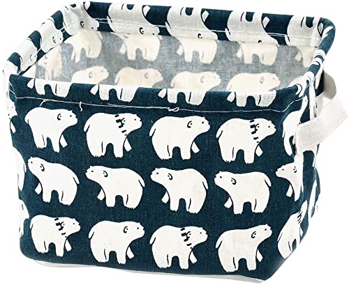 EuisdanAA Fabric Polar Bear Pattern Household Makeup Storage Basket Closet Box Container(Envase de la caja del armario de la cesta del almacenamiento del maquillaje del hogar del modelo del oso polar