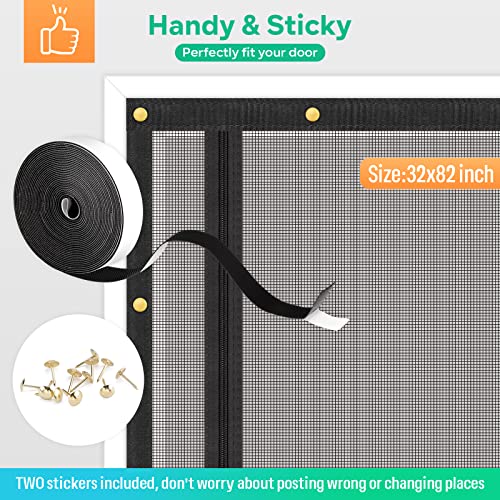 Upgraded Reinforced Cat Screen Door, 32X82” Heavy Duty Pets Proof Screen Door With Two Way Zips, Prevent Dogs Cats Running Out From Home, Bedroom, Living Room, Kitchen Patio Door #TOP6