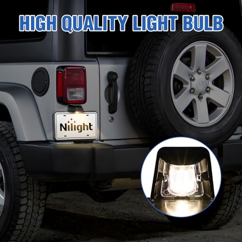 Nilight Rear License Plate Holder with Light for 2007-2018 Jeep Wrangler JK JKU Sahara Rubicon X Sport & Unlimited,Plastic License Plate Mounting Black by Nilight - Image 7